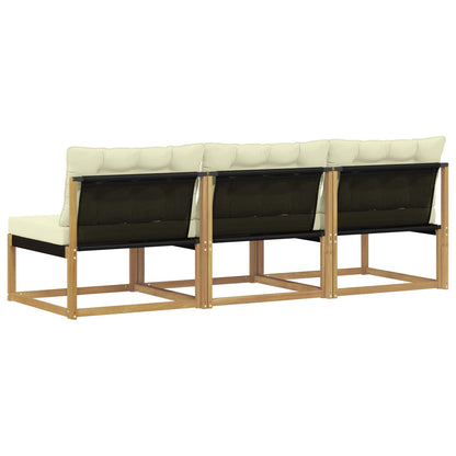 Buiten Midden Sofa Massief Acaciahout en Textilene Wit