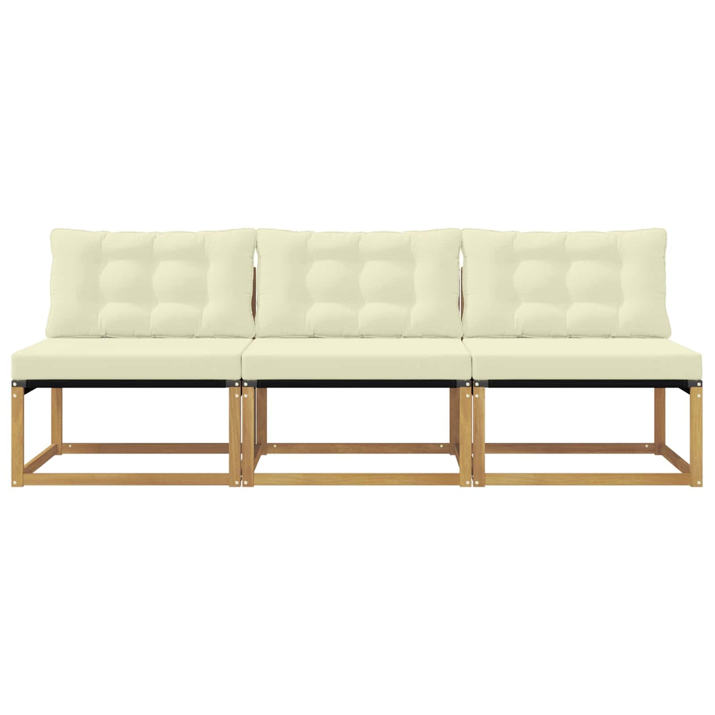 Buiten Midden Sofa Massief Acaciahout en Textilene Wit