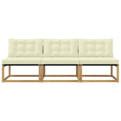 Buiten Midden Sofa Massief Acaciahout en Textilene Wit