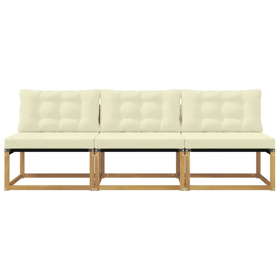 Buiten Midden Sofa Massief Acaciahout en Textilene Wit
