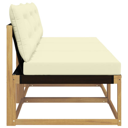 Buiten Midden Sofa Massief Acaciahout en Textilene Wit