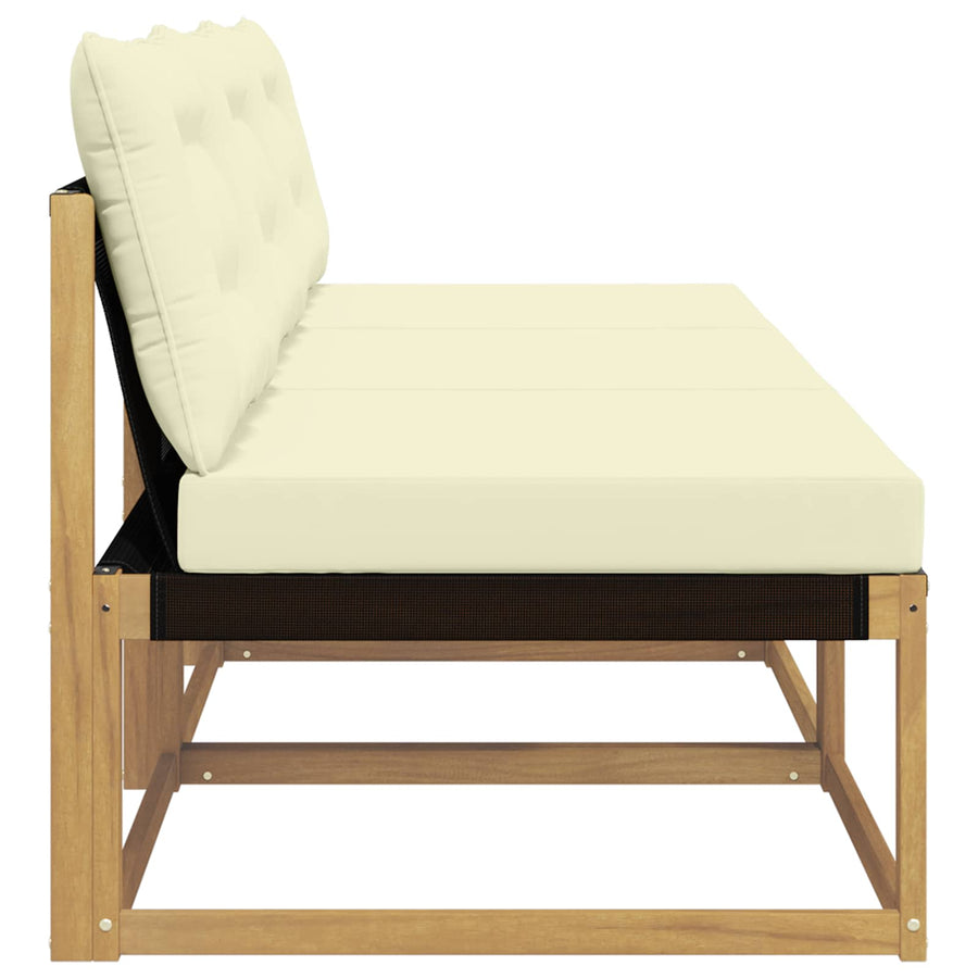 Buiten Midden Sofa Massief Acaciahout en Textilene Wit