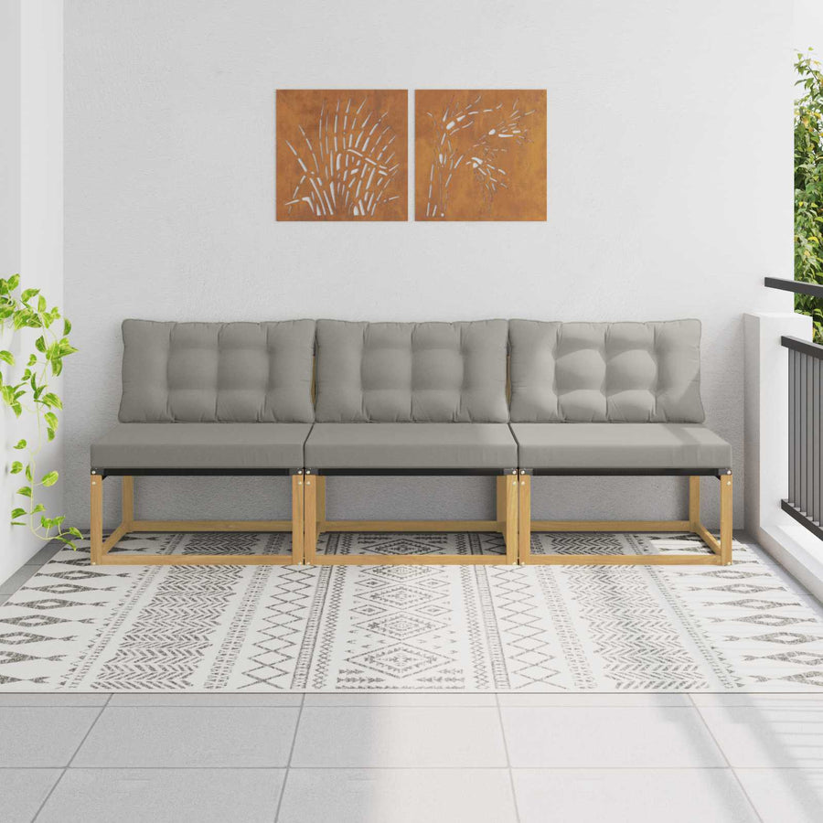 Buiten Midden Sofa Massief Acaciahout en Textilene Wit
