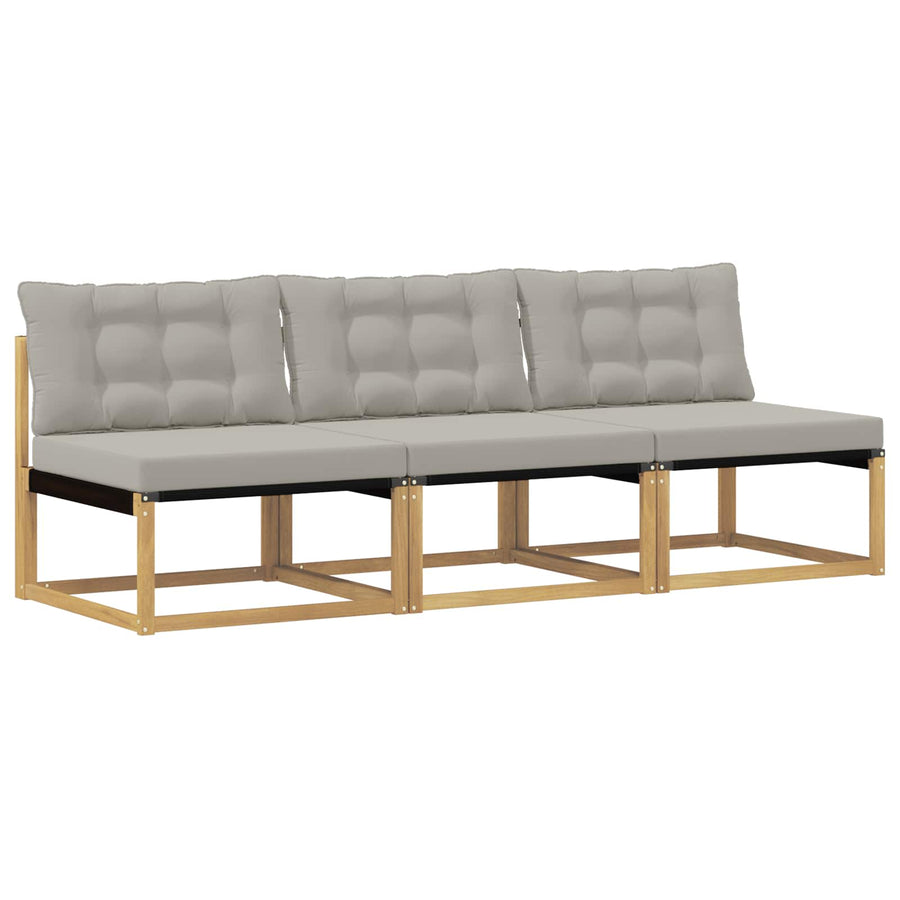 Buiten Midden Sofa Massief Acaciahout en Textilene Wit