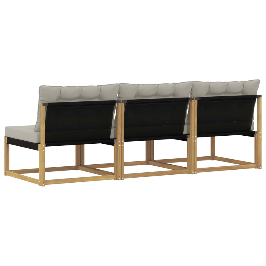 Buiten Midden Sofa Massief Acaciahout en Textilene Wit