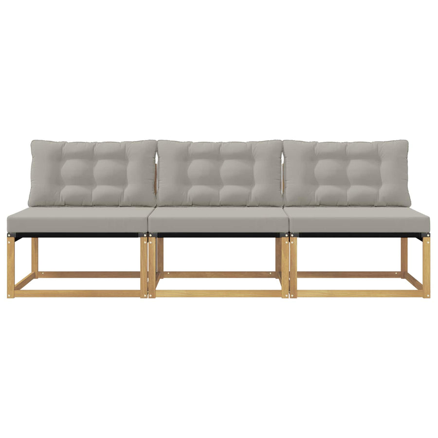 Buiten Midden Sofa Massief Acaciahout en Textilene Wit