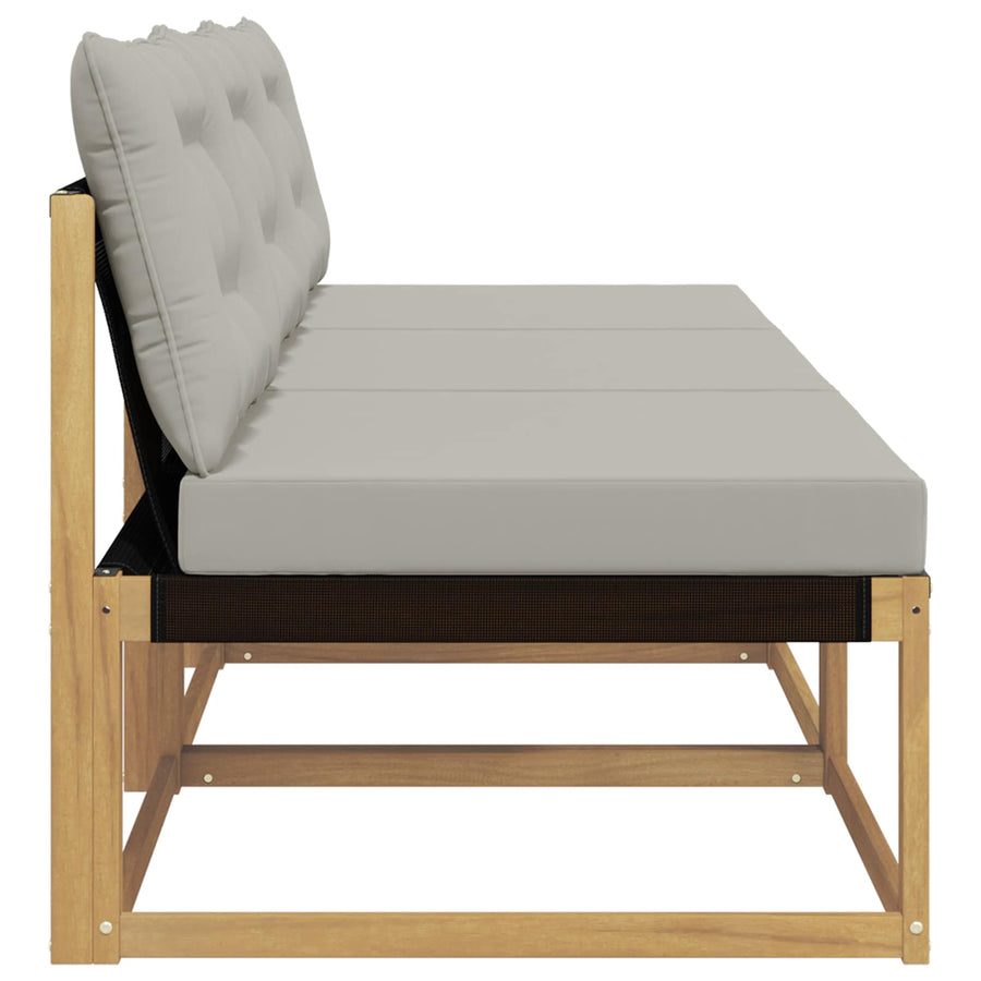 Buiten Midden Sofa Massief Acaciahout en Textilene Wit