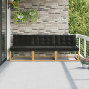 Modulaire tuinbank massief acaciahout textilene wit