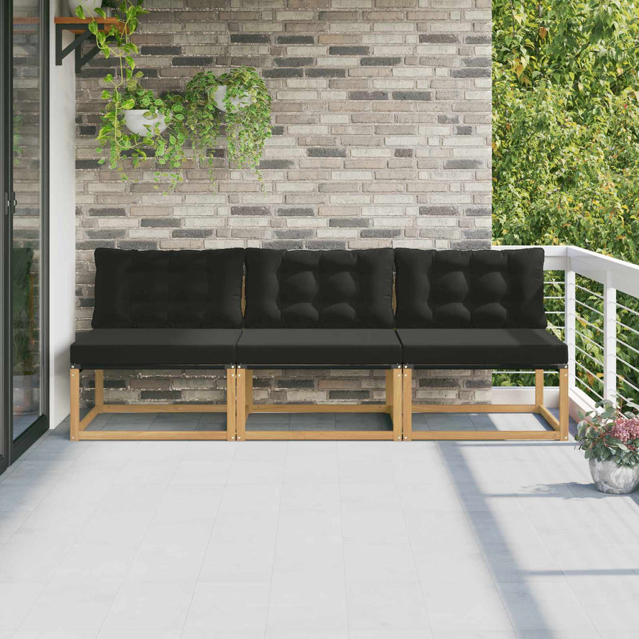 Buiten Midden Sofa Massief Acaciahout en Textilene Wit
