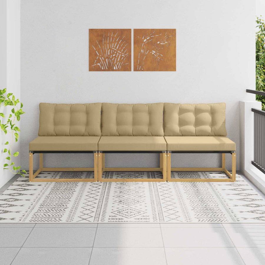 Buiten Midden Sofa Massief Acaciahout en Textilene Wit