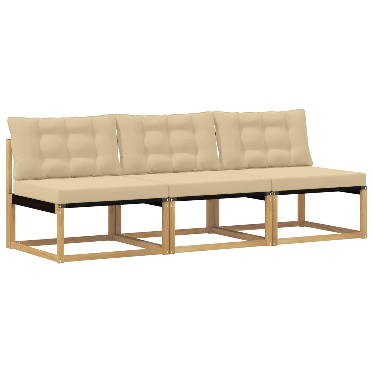 Buiten Midden Sofa Massief Acaciahout en Textilene Wit
