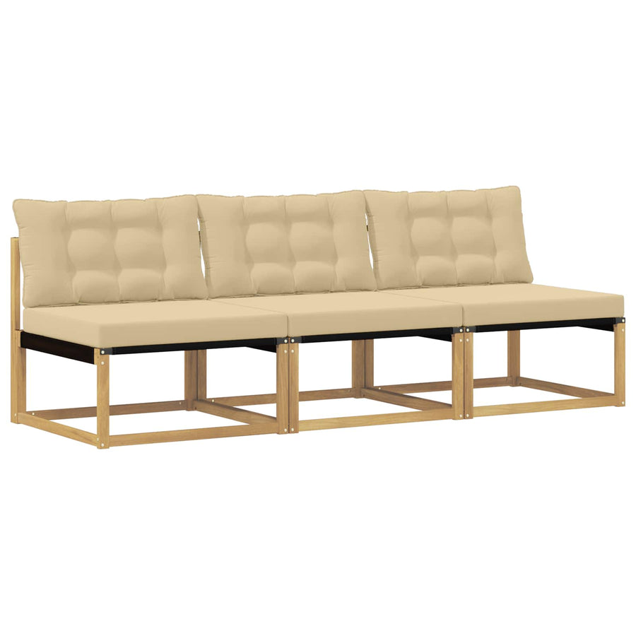 Buiten Midden Sofa Massief Acaciahout en Textilene Wit