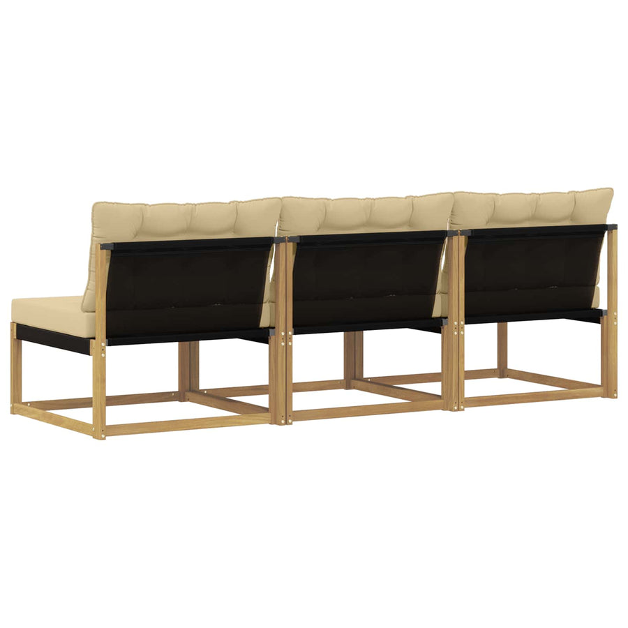 Buiten Midden Sofa Massief Acaciahout en Textilene Wit