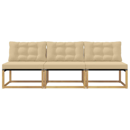 Buiten Midden Sofa Massief Acaciahout en Textilene Wit