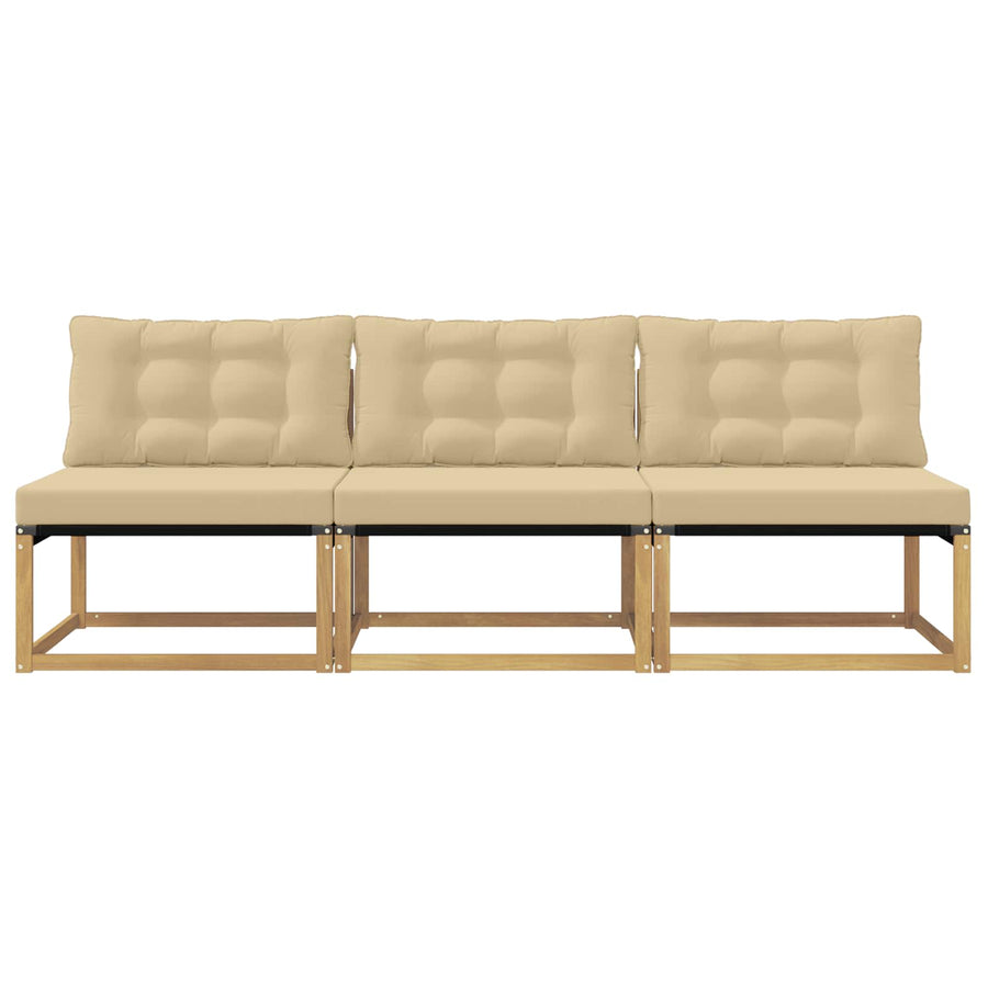Buiten Midden Sofa Massief Acaciahout en Textilene Wit