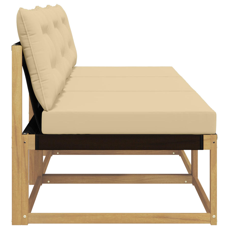 Buiten Midden Sofa Massief Acaciahout en Textilene Wit