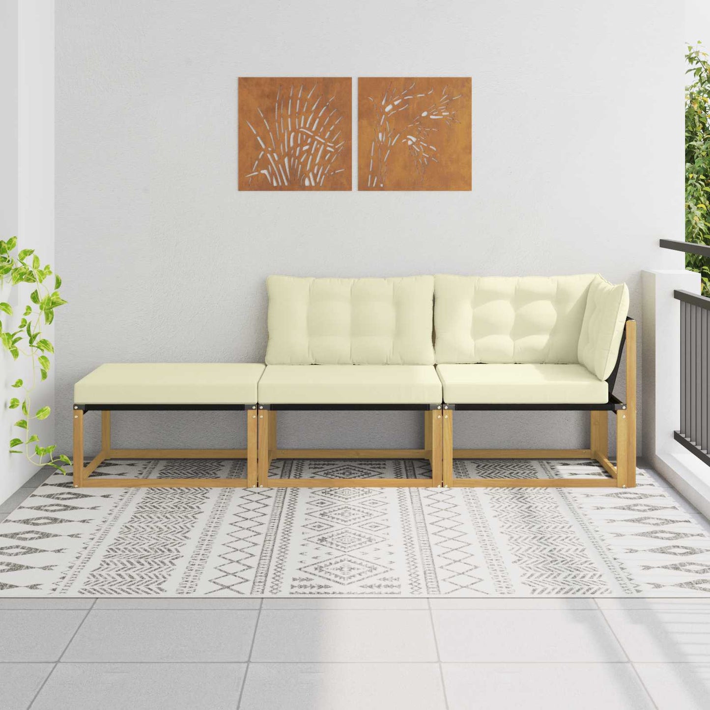 Sectie Sofa Eenheden met kussen Wit 241,5 x 83 x 73 cm