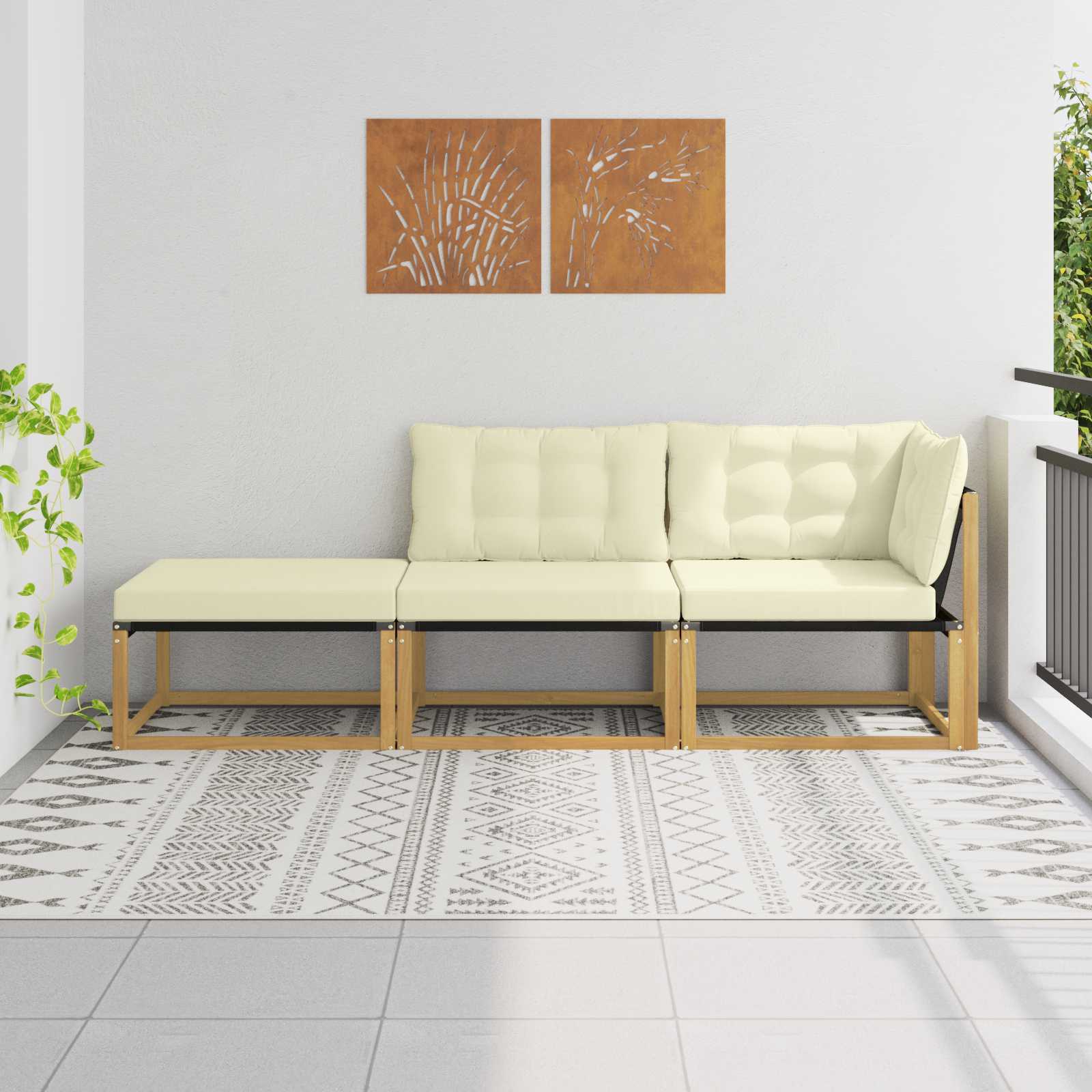 Sectie Sofa Eenheden met kussen Wit 241,5 x 83 x 73 cm