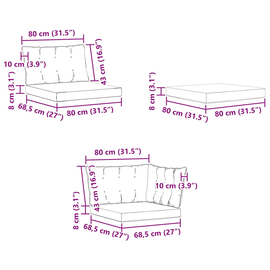 Sectie Sofa Eenheden met kussen Wit 241,5 x 83 x 73 cm