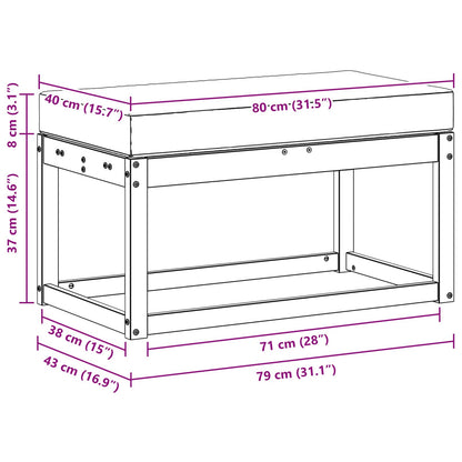 Buitenstoolbank Wit 80 x 43 x 45 cm Massief Acaciahout