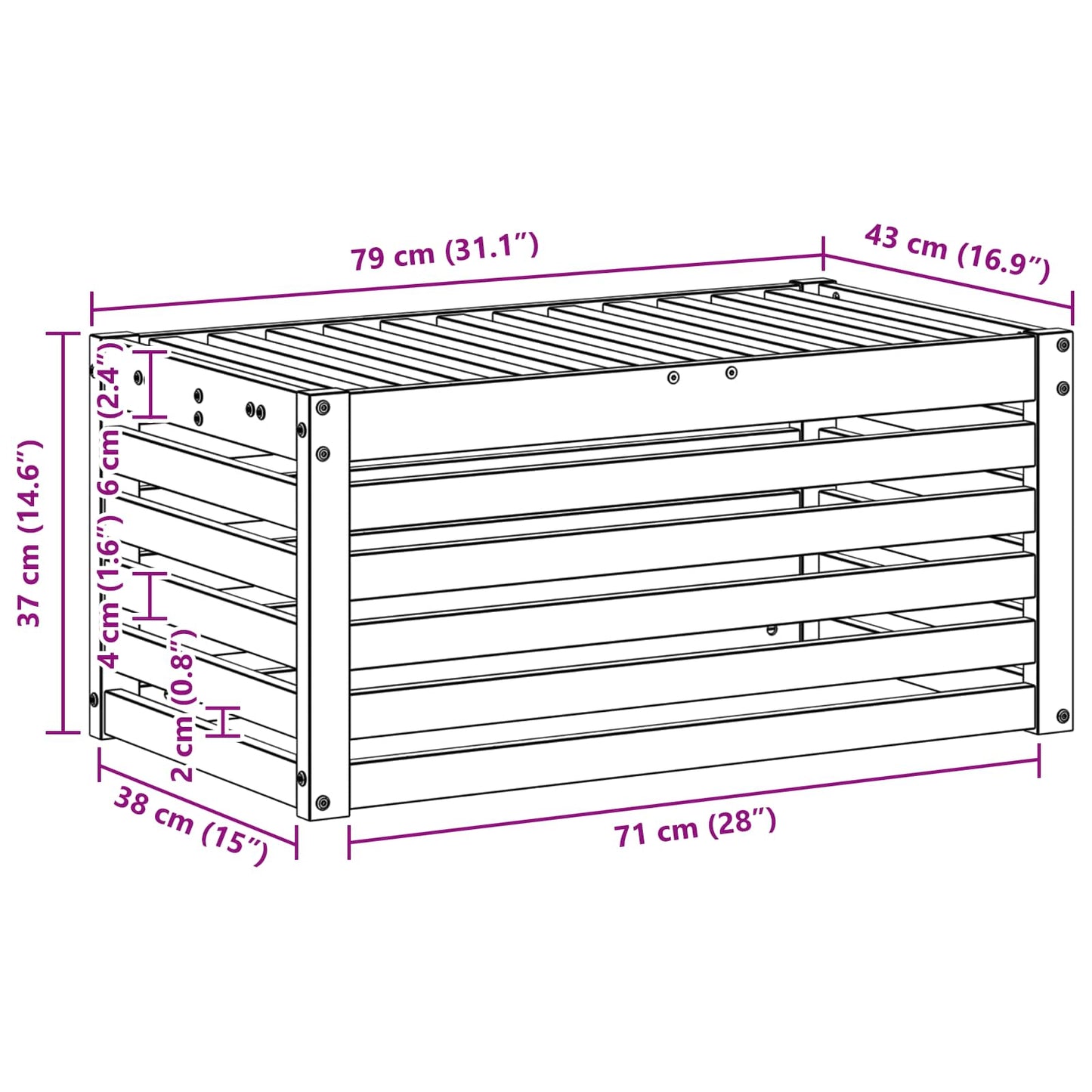 Buitenstoolbank Wit 79 x 43 x 37 cm Massief Acaciahout