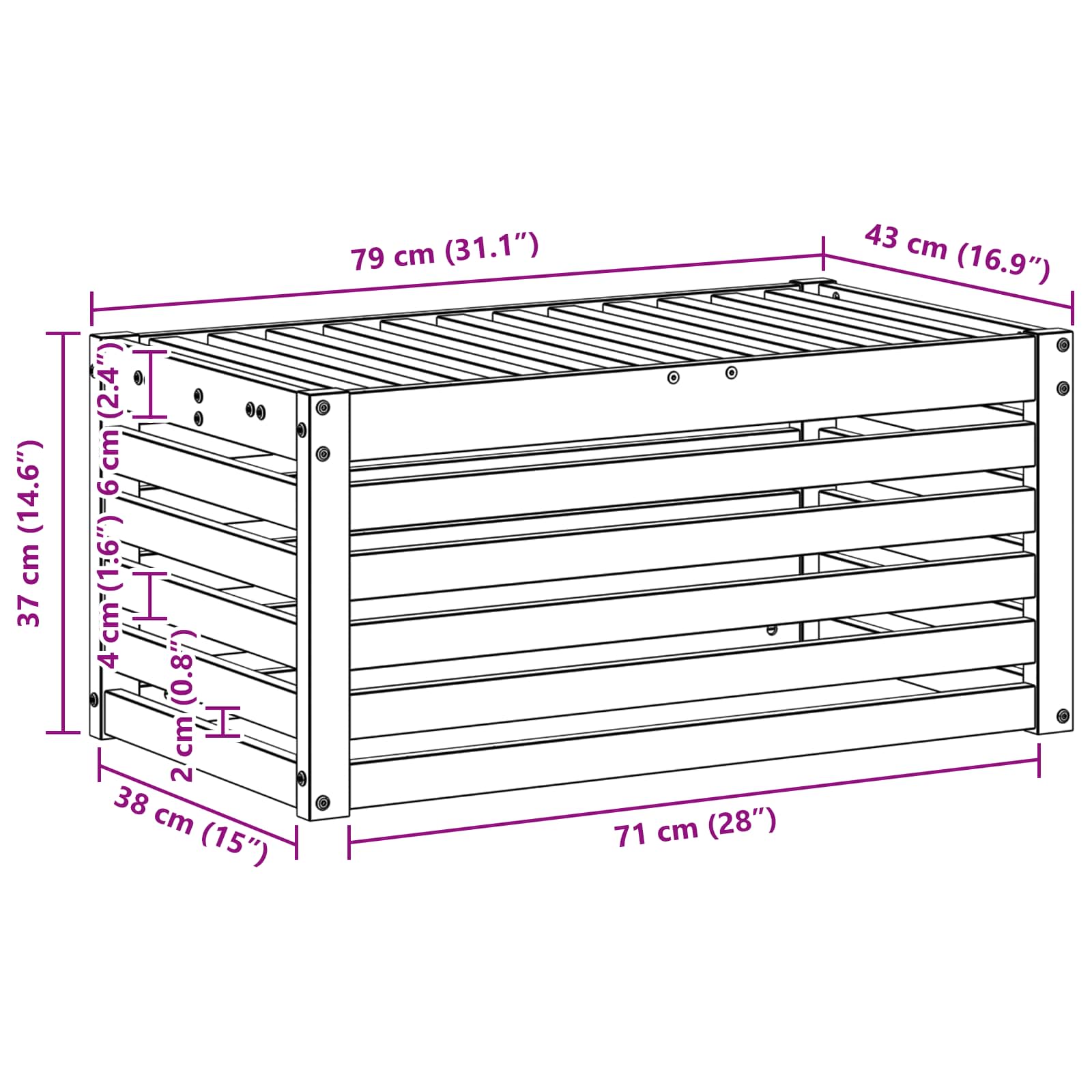 Buitenstoolbank Wit 79 x 43 x 37 cm Massief Acaciahout
