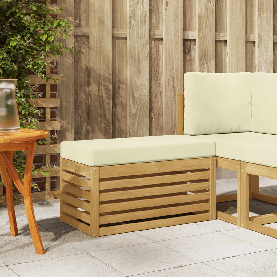 Buitenstoolbank Wit 80 x 43 x 45 cm Massief Acaciahout