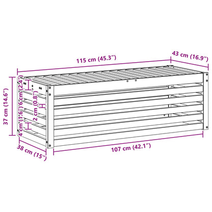 Buitenstoolbank Wit 115 x 43 x 37 cm Massief Acaciahout