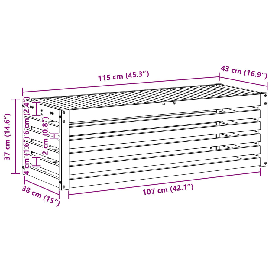 Buitenstoolbank Wit 115 x 43 x 37 cm Massief Acaciahout