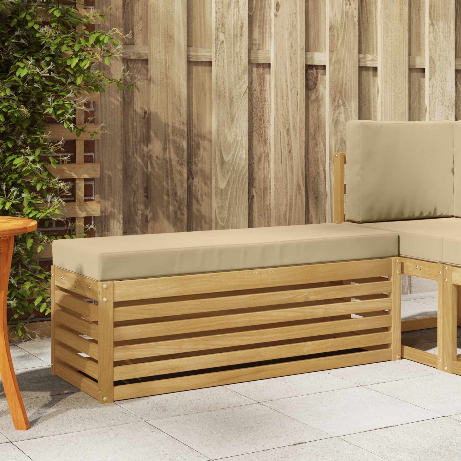 Buitenstoolbank Wit 115 x 43 x 45 cm Massief Acaciahout