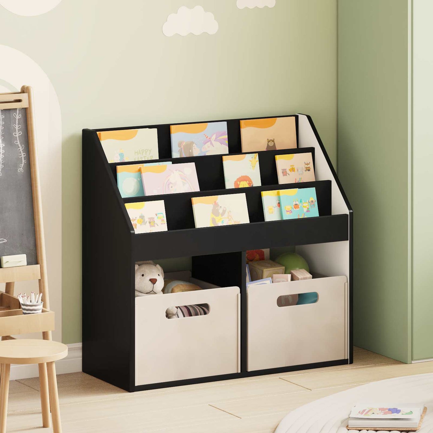 Kinderen Boekenkast Zwart 72,5 x 29,5 x 69 cm Bewerkt hout