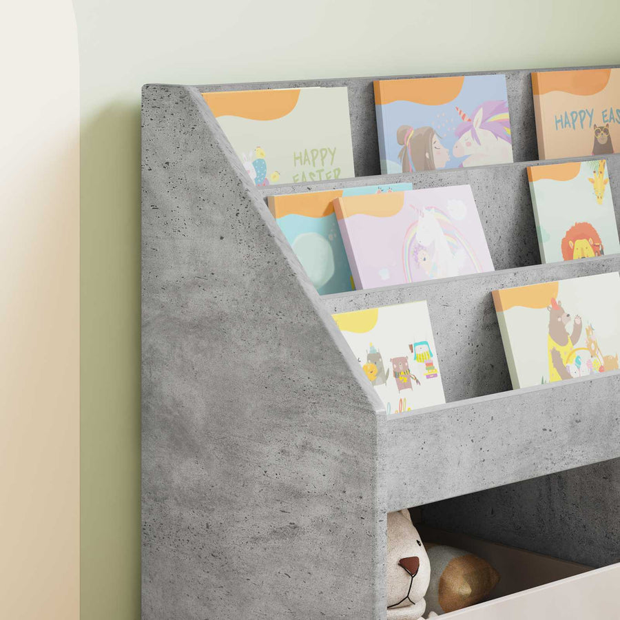 Kinderen Boekenkast met opslag Beton Grijs 72,5 x 29,5 x 69 cm