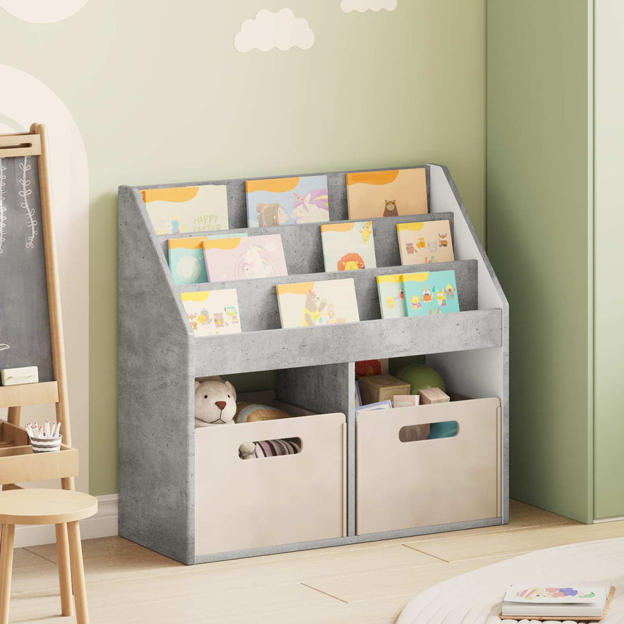 Kinderen Boekenkast met opslag Beton Grijs 72,5 x 29,5 x 69 cm