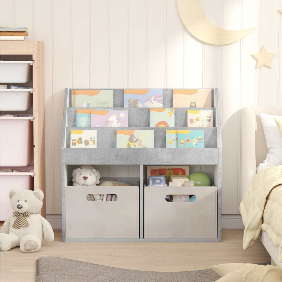 Kinderen Boekenkast met opslag Beton Grijs 72,5 x 29,5 x 69 cm