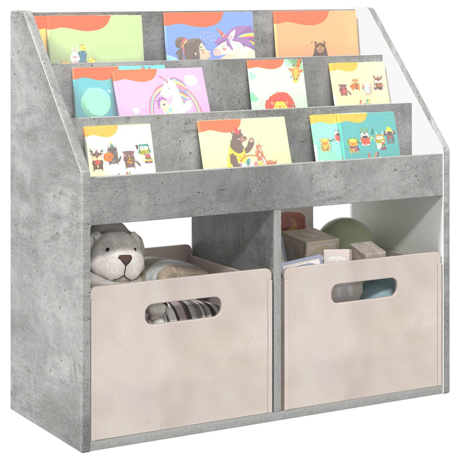 Kinderen Boekenkast met opslag Beton Grijs 72,5 x 29,5 x 69 cm