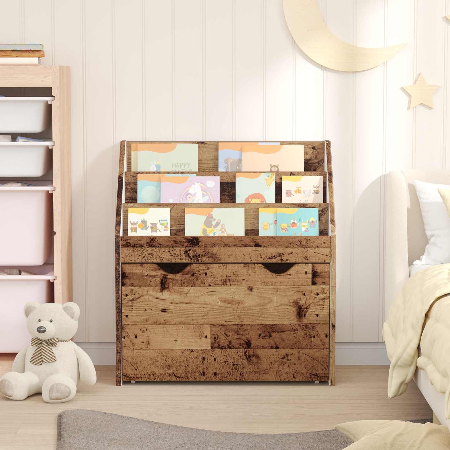 Kinderen Boekenkast Oudhout 60 x 29,5 x 69 cm Bewerkt hout