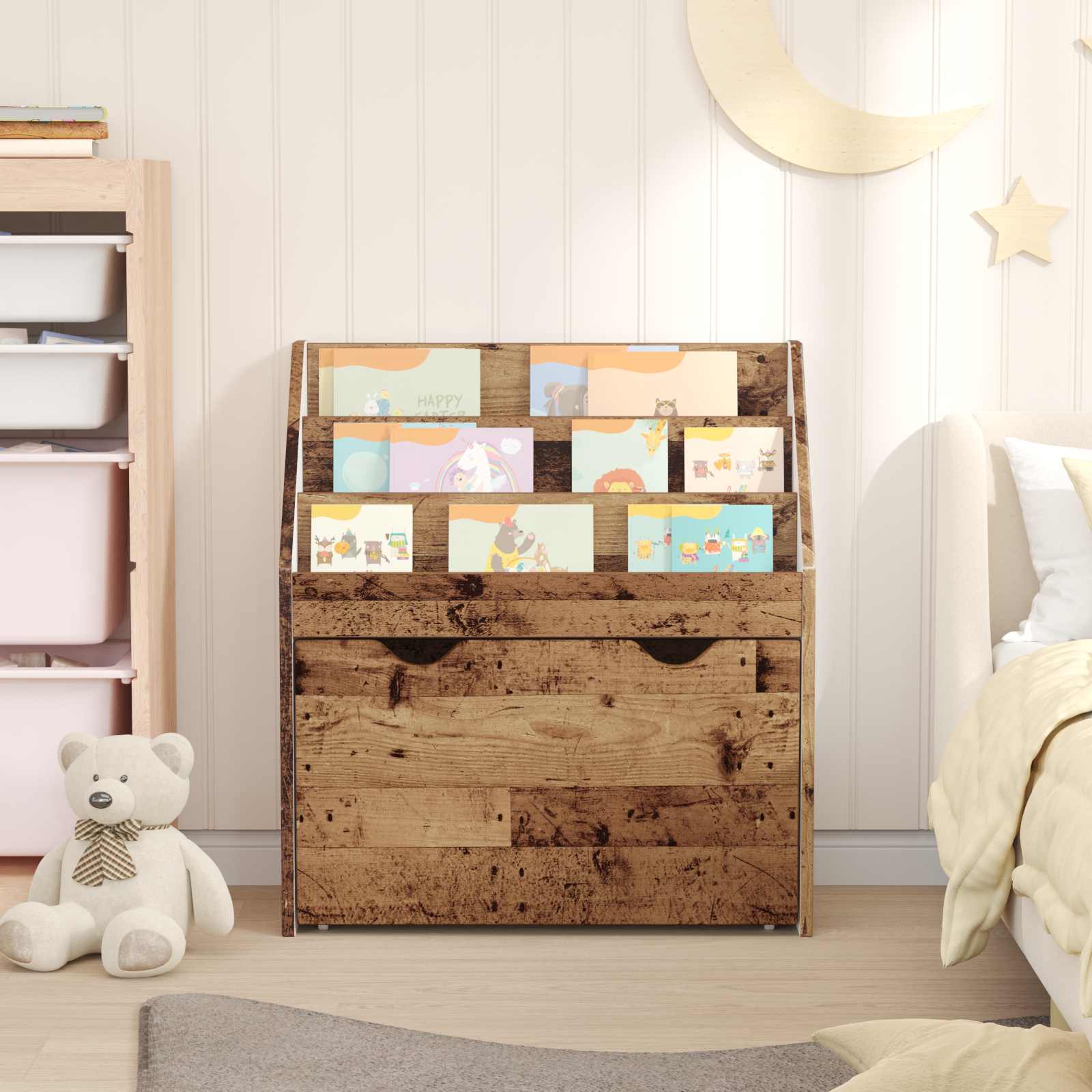 Kinderen Boekenkast Oudhout 60 x 29,5 x 69 cm Bewerkt hout