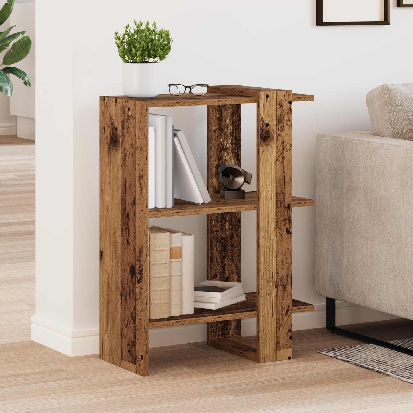Boekenkast Oudhout 52 x 25 x 71,5 cm Bewerkt hout
