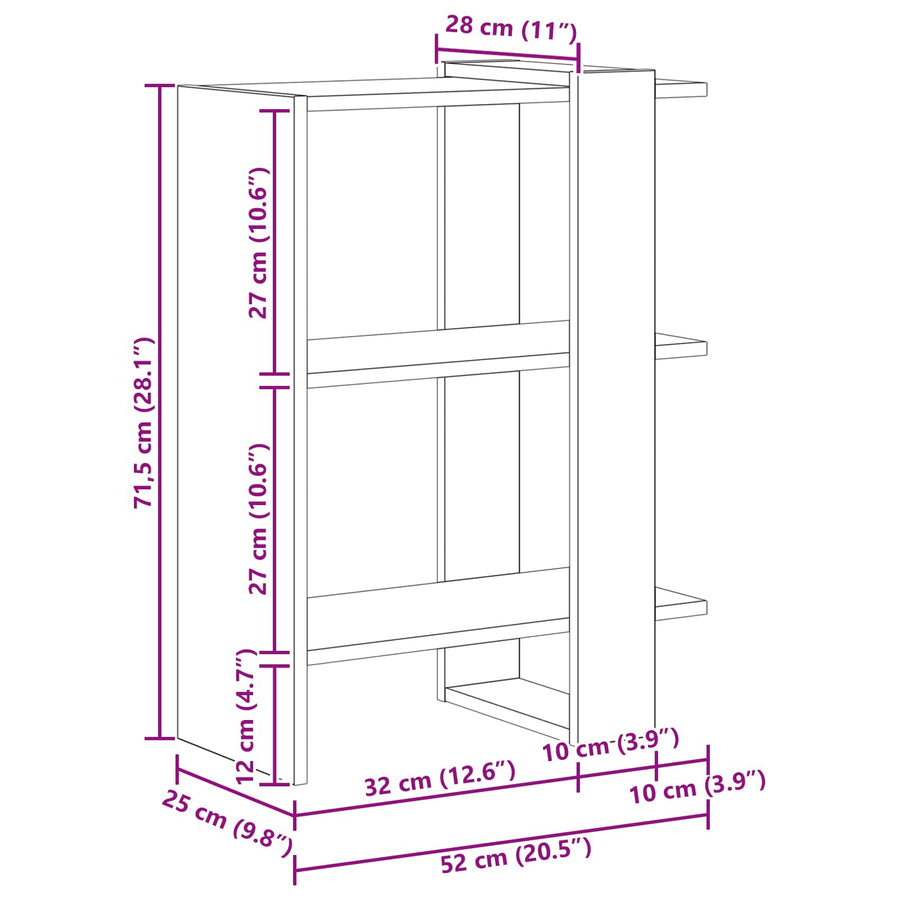 Boekenkast Artisan Eiken 52 x 25 x 71,5 cm Bewerkt hout