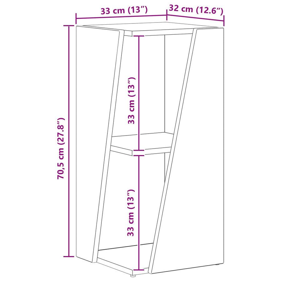 Zijplank Oudhout 33 x 32 x 70,5 cm Bewerkt hout