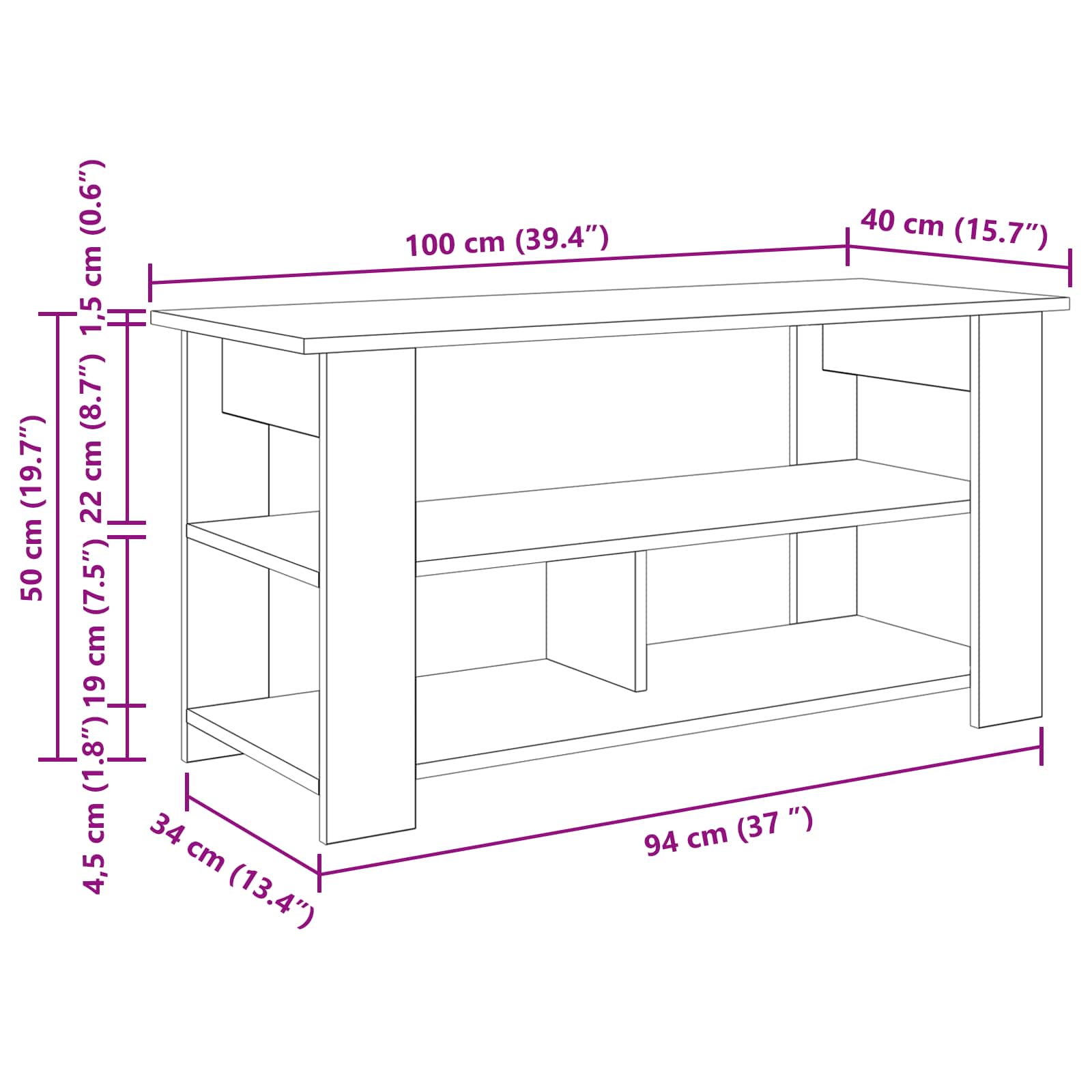 TV-standaard Gerookt eiken 100 x 40 x 50 cm
