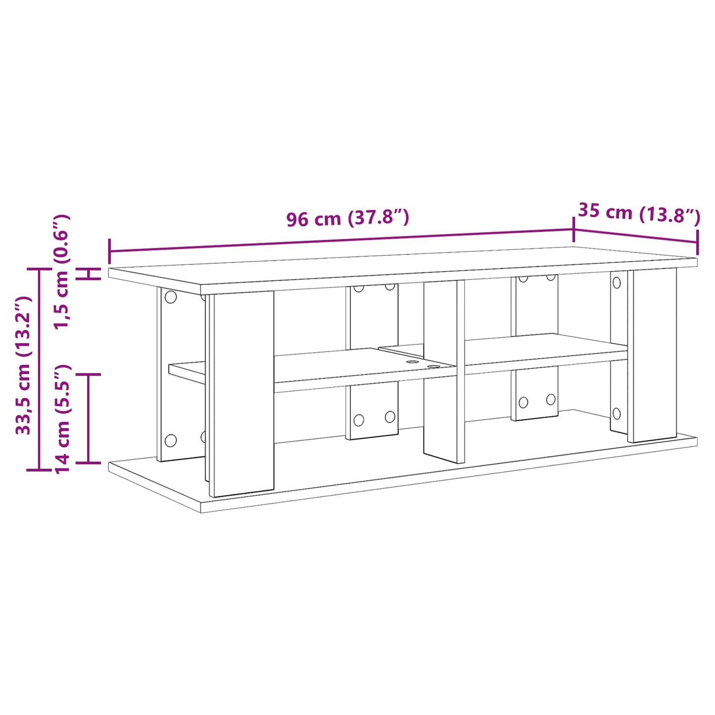 TV-standaard Sonoma Eiken 96 x 35 x 33,5 cm