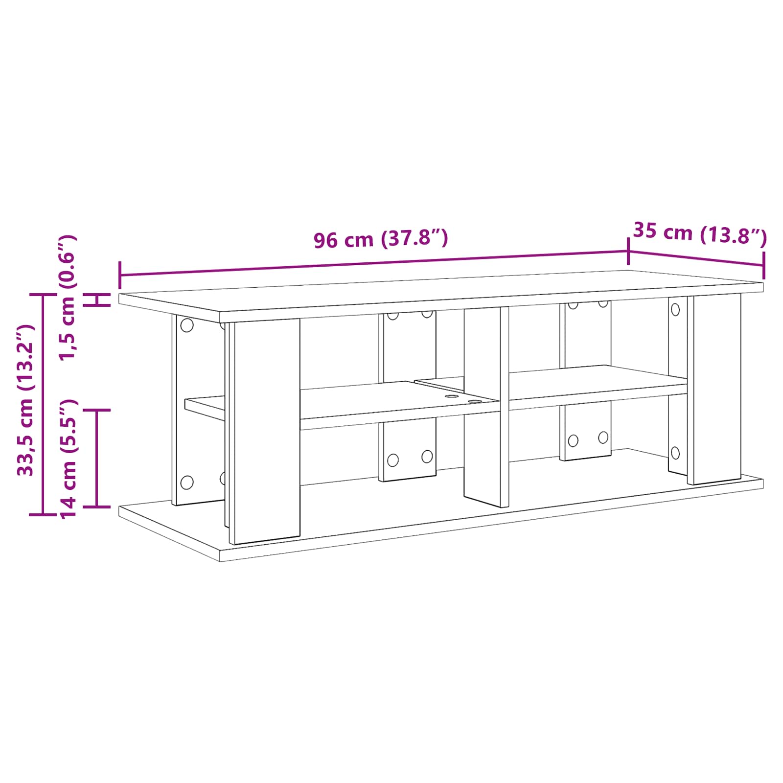 TV-standaard Sonoma Eiken 96 x 35 x 33,5 cm