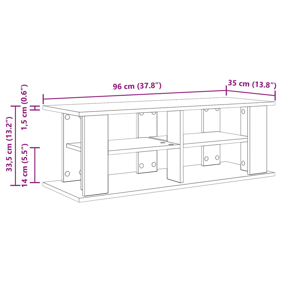 TV-standaard Oudhout 96 x 35 x 33,5 cm