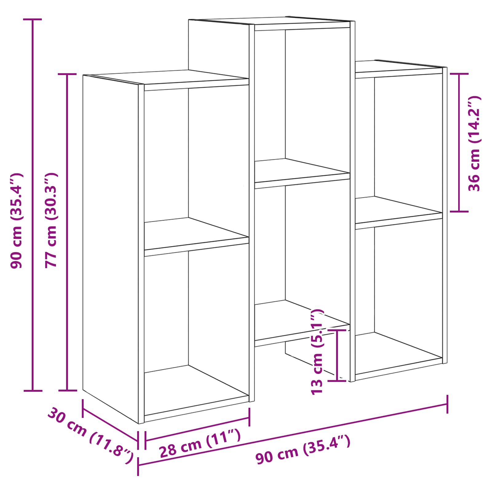 Dressoir Zwart Eiken 90 X 30 X 90 Cm