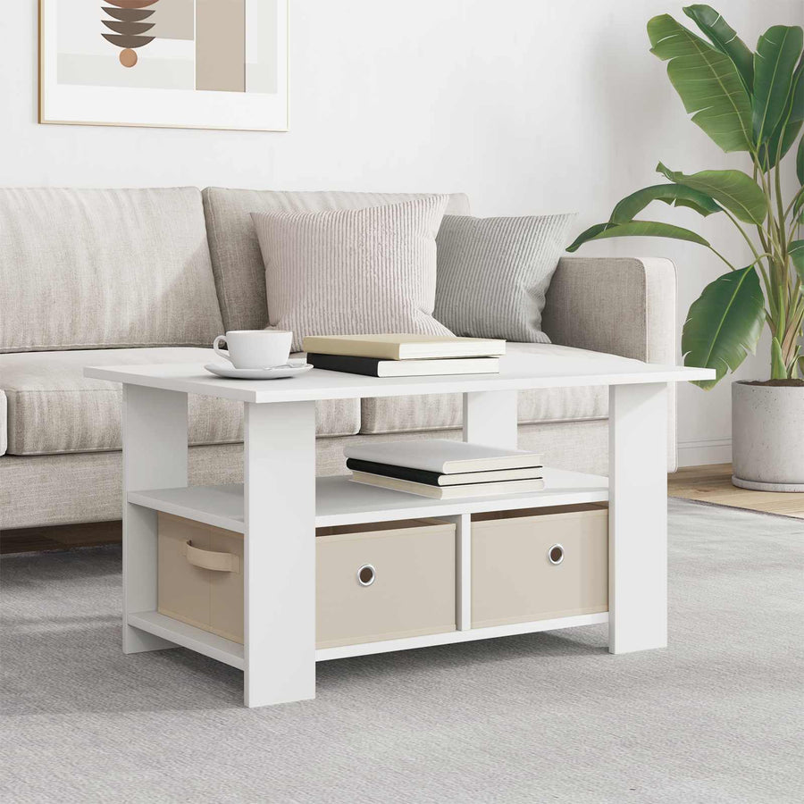 Salontafel met lade Wit 77 x 55 x 42 cm Bewerkt hout