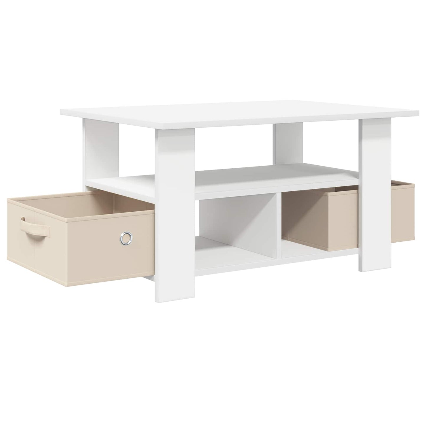 Salontafel met lade Wit 77 x 55 x 42 cm Bewerkt hout