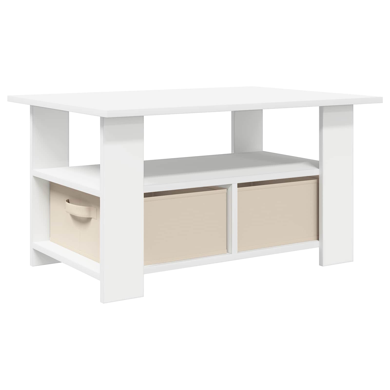 Salontafel met lade Wit 77 x 55 x 42 cm Bewerkt hout