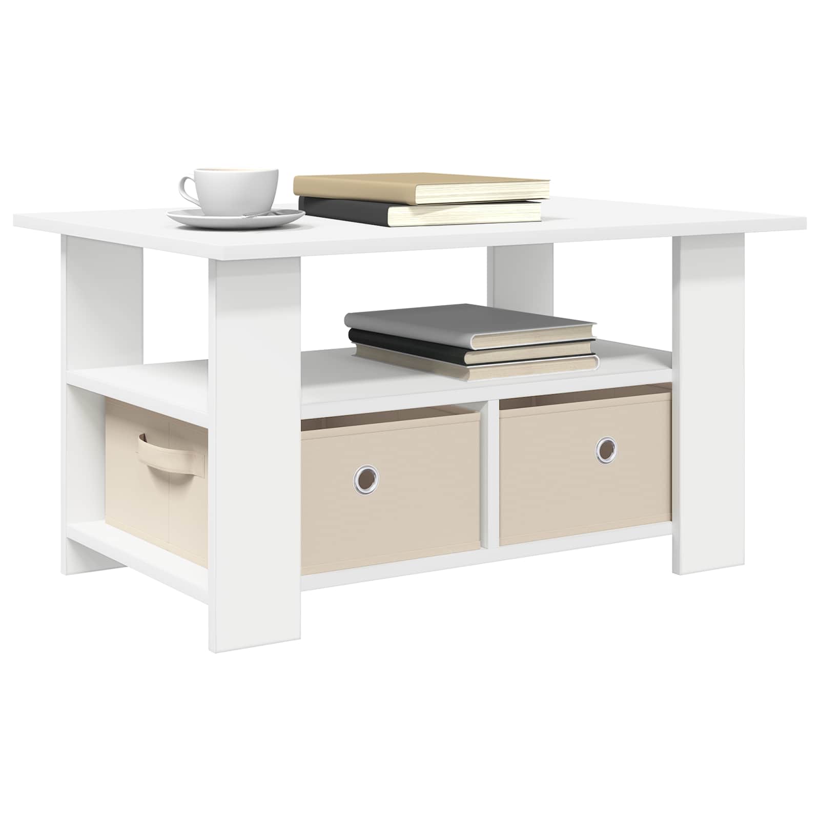 Salontafel met lade Wit 77 x 55 x 42 cm Bewerkt hout