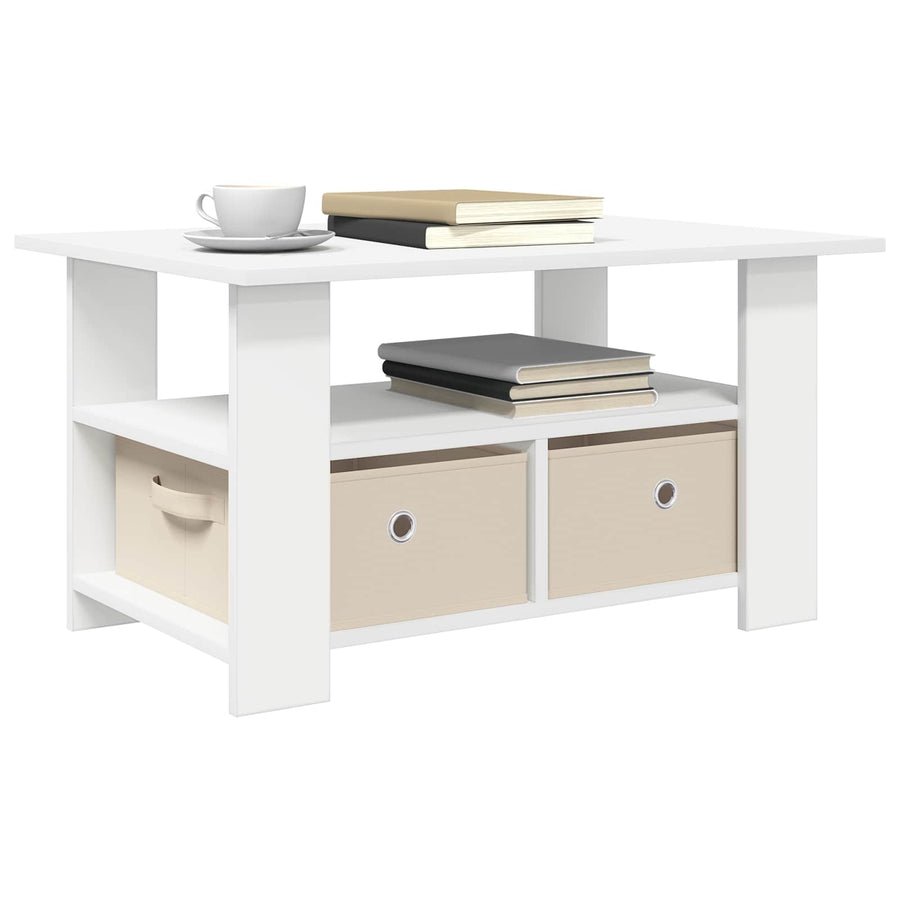 Salontafel met lade Wit 77 x 55 x 42 cm Bewerkt hout